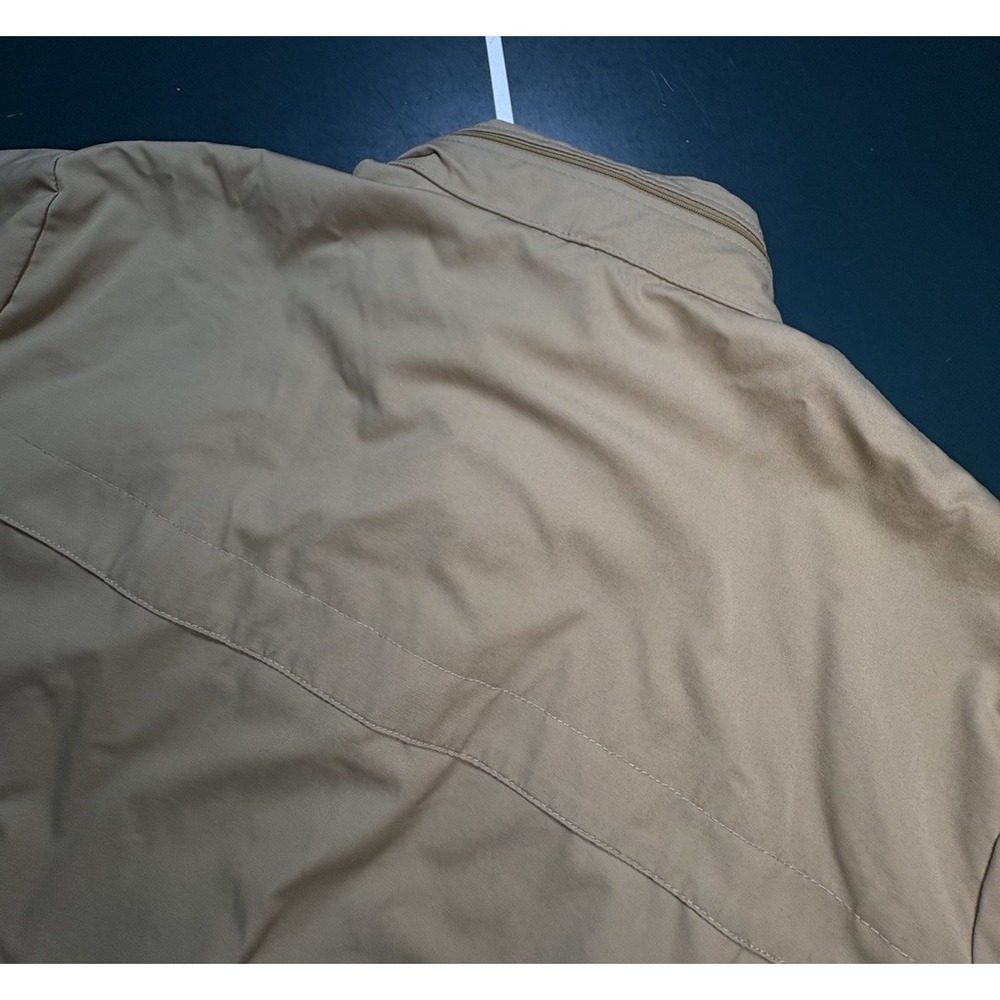 Vintage 70s Izod Lacoste Bomber Jacket Mens XL Beige Fleece Lined Packable Hood - Picture 16 of 16